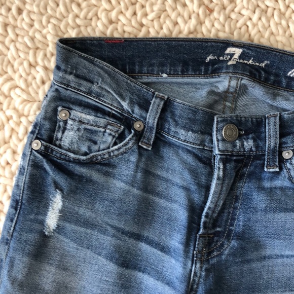 7 FOR ALL MANKIND Distressed Blue Skinny Jeans - Picture 2 of 8